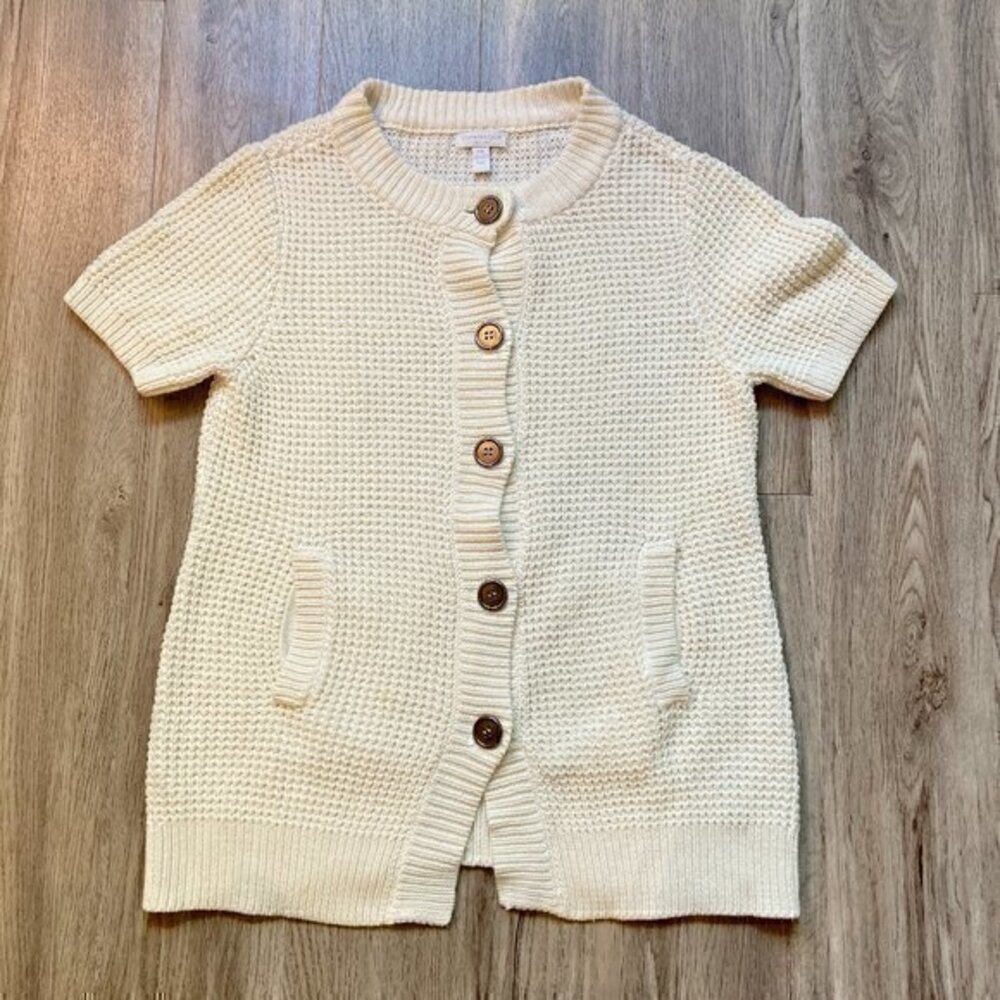 Charter Club Cream Knit Short Sleeve Cardigan Size XL Petite